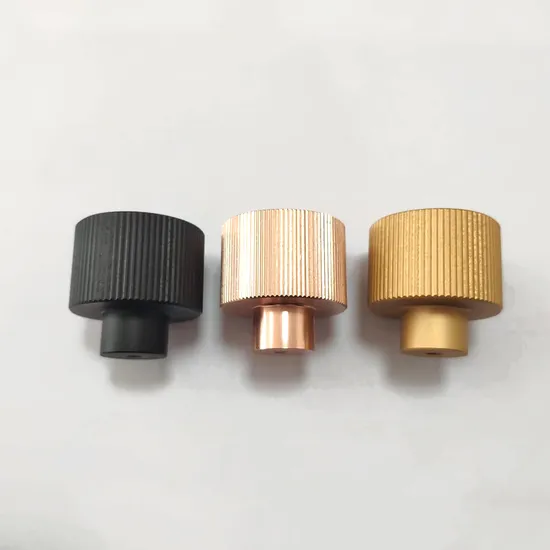30*30mm Solid Aluminium Vertical Knurled Rose Gold Kitchen Cupboard Knobs Handle