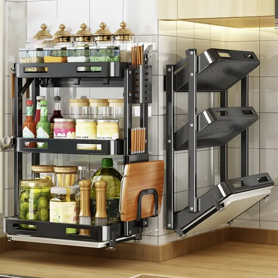 Metal Folding Wall-Mounted Spice Storage Rack Black