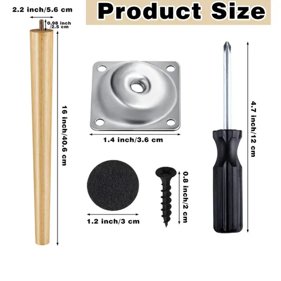 8 Pieces Table Legs Wooden Furniture Feet Tapered Table Legs