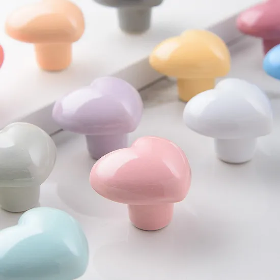 Kids Heart-Shaped Cartoon Cabinet Knob Ceramic Furniture Drawer Puller Handles