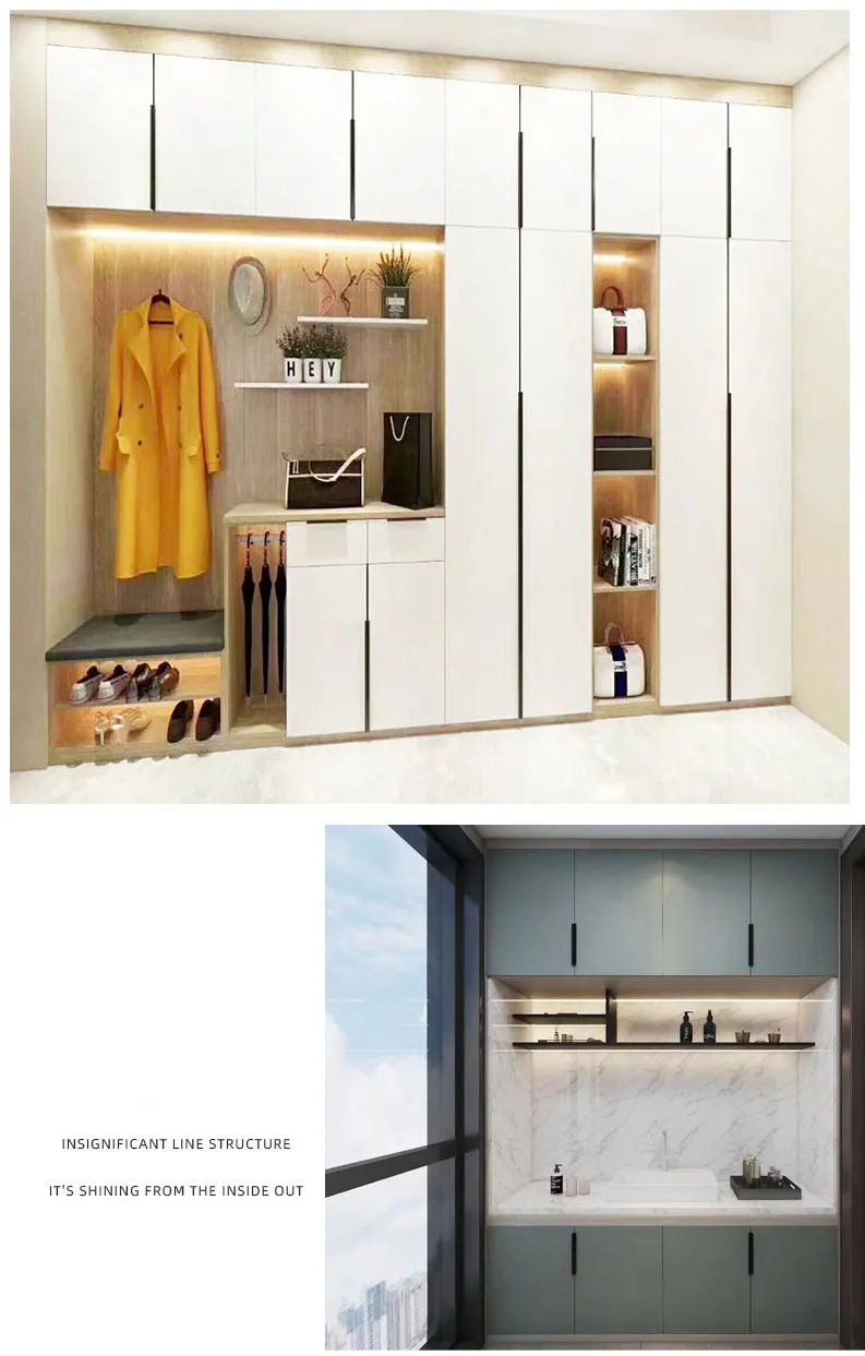 Minimal No-Punch Cupboard Narrow Edge Closet Door Handle
