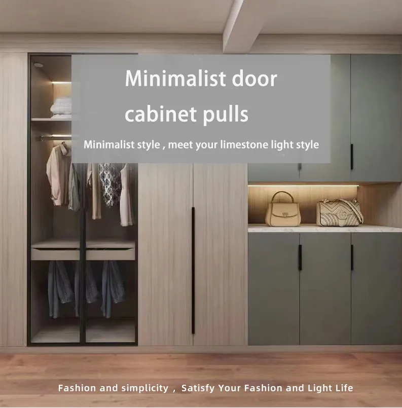 Minimal No-Punch Cupboard Narrow Edge Closet Door Handle