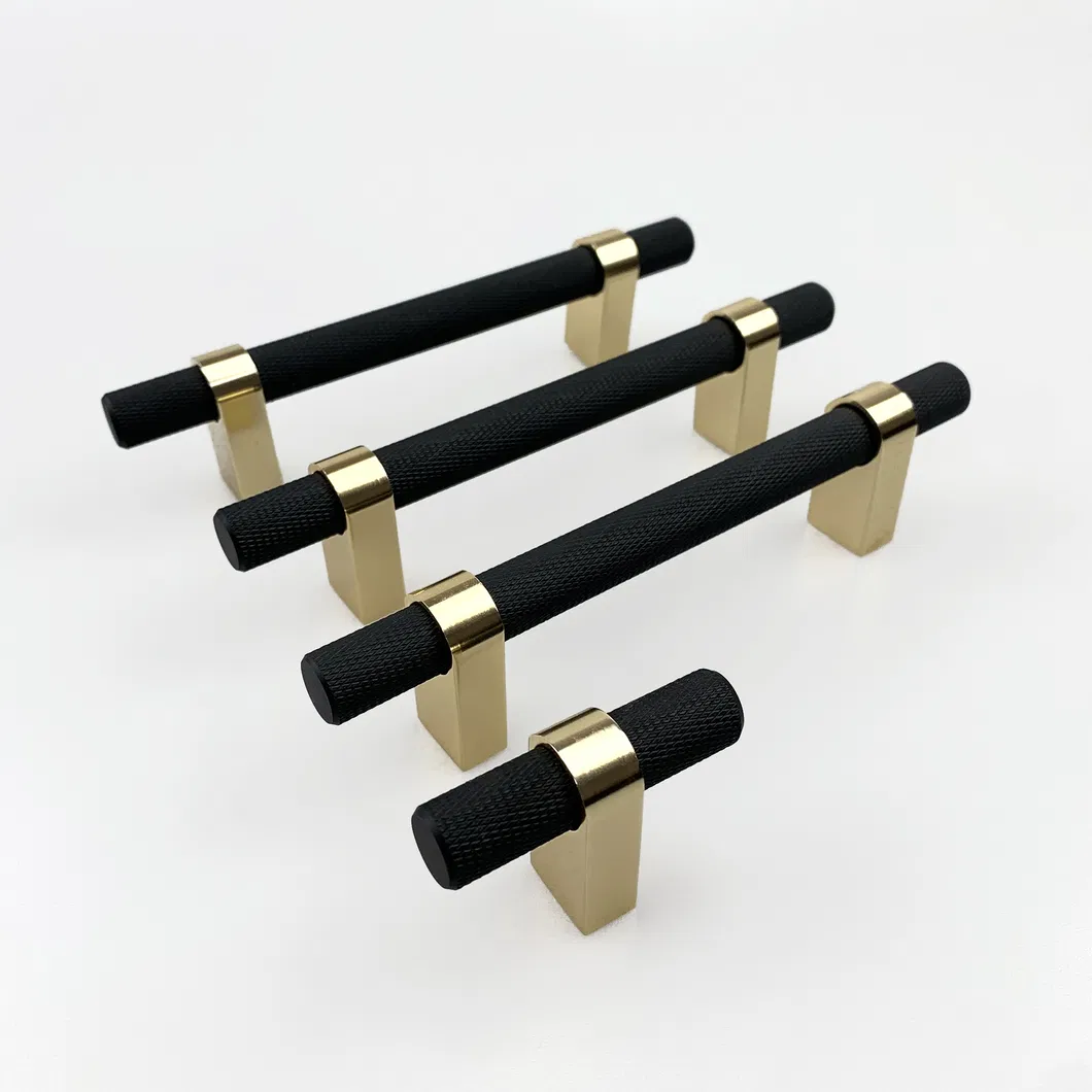 Furniture Accessories Aluminum Cabinet Knurled Handles Gold Black 50mm Drawer Pull Knobs