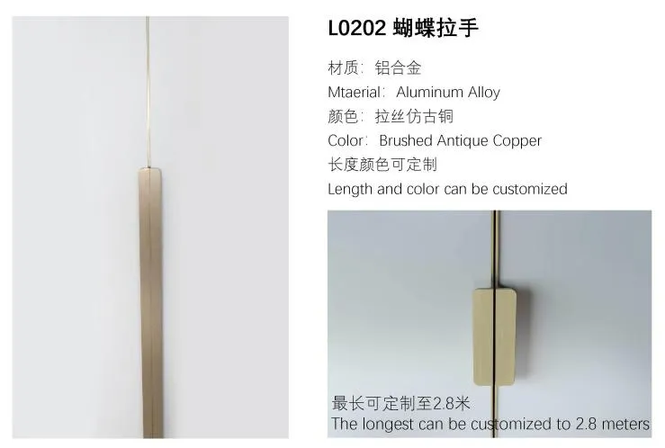 Aluminum Alloy Cabinet Handles 2.8m Antique Gold Long Wardrobe Handle