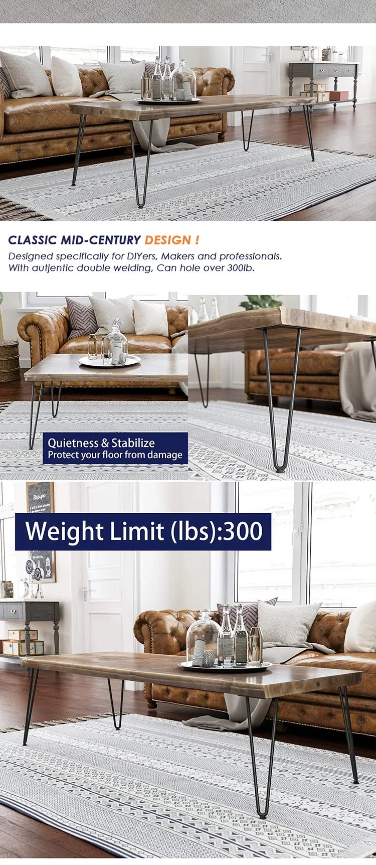 New Design Furniture Hairpin Legs Wholesale Metal Hairpin Legs for Side Table