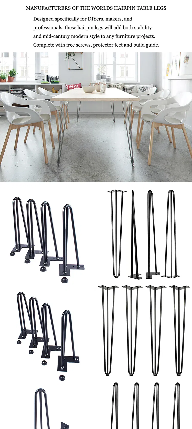 New Design Furniture Hairpin Legs Wholesale Metal Hairpin Legs for Side Table