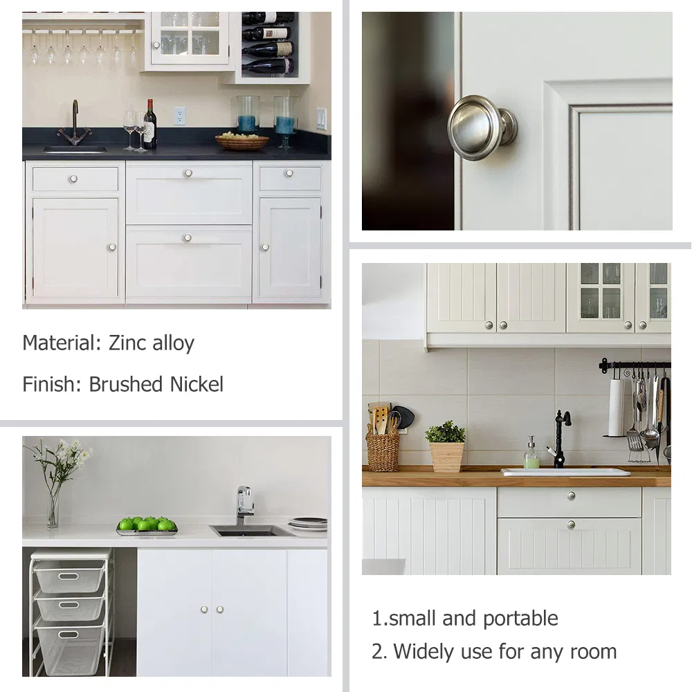 Zinc Alloy Small Pull Handle Brush Satin Nickel Drawer Cabinet Knob