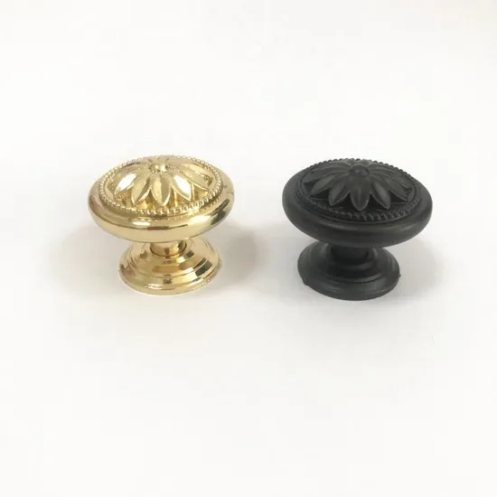 Zinc Alloy 34mm Diameter Black & Gold Kitchen Furniture Antique Cabinet Handle Knobs