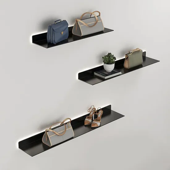 Shelving with LED Light Display Rack Wall-Mounted White Lighting Bookshelf