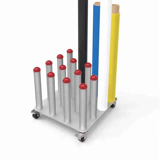 Industrial Mobile Vinyl Roll Storage Rack, Roll Media Display Rack