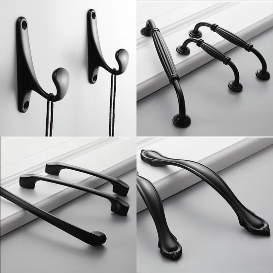 Zinc Alloy Kitchen Black Cabinet Handle Furniture Drawer Handles and Knobs