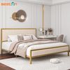 Full Size Metal Bed Base with Velvet Queens Beds Frame