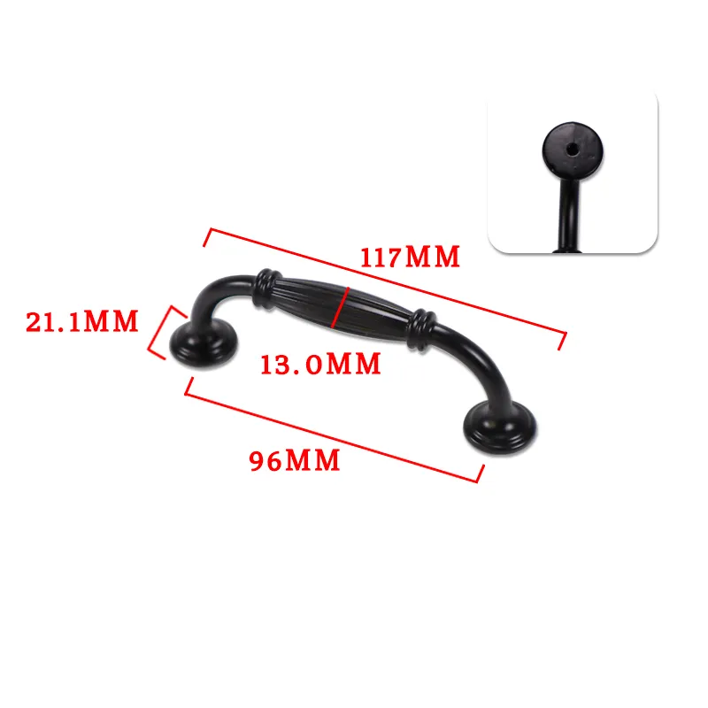 Zinc Alloy Kitchen Black Cabinet Handle Furniture Drawer Handles and Knobs
