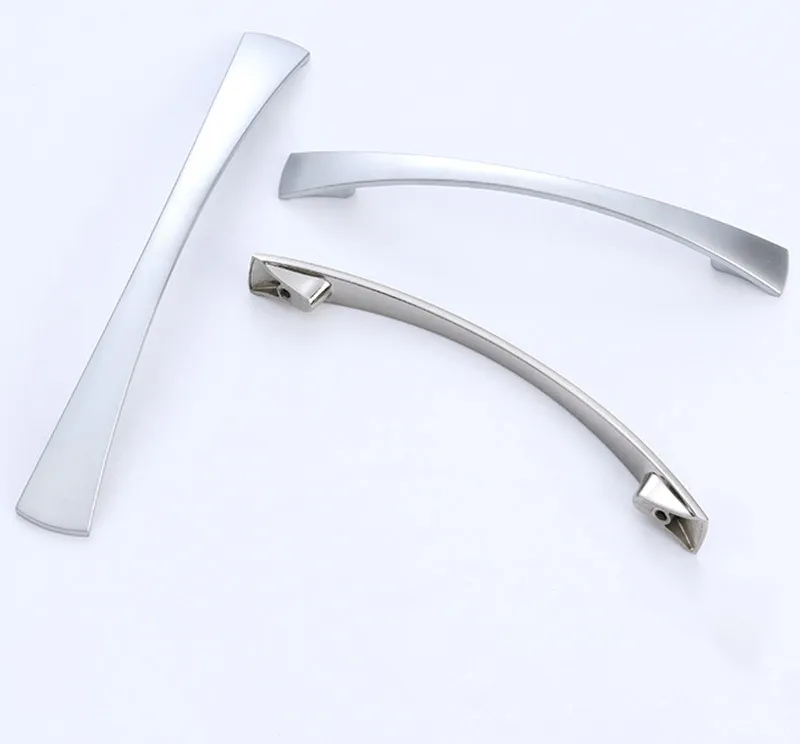Furniture Hardware Zinc Alloy Arch Curved Brush Nickel Kitchen Cabinet Pull Handle