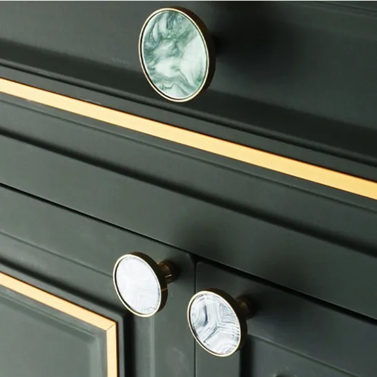 Zinc Alloy Craft Furniture Knobs Brass Antiqui Colorful Shell Cabinet Brass Handles