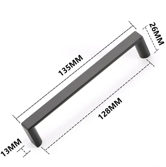 Zinc Furniture Hardware Drawer Pulls Matt Black Kitchen Cabinet Handles