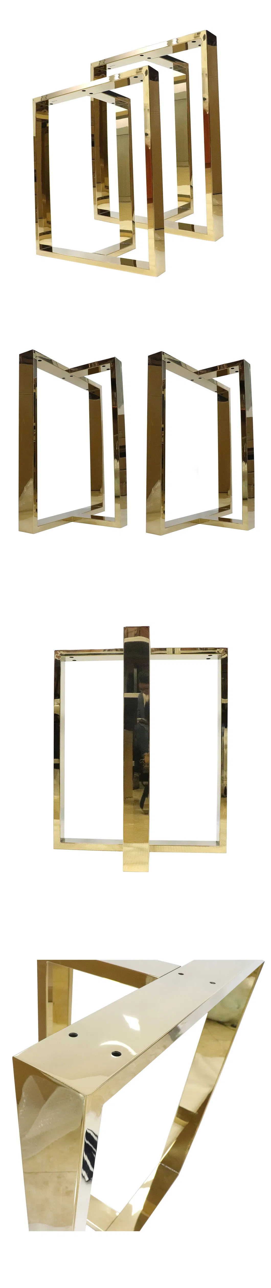 Furniture Frame Square Office Desk Coffee Dining Gold Stainless Steel Table Legs