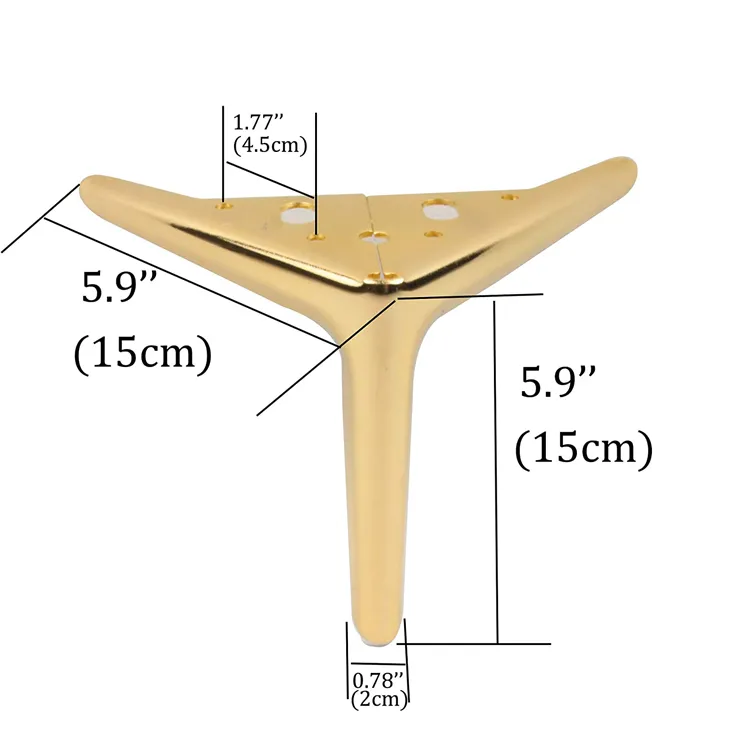 Luxury Replacement Metal Chromed Gold Furniture Sofa Legs