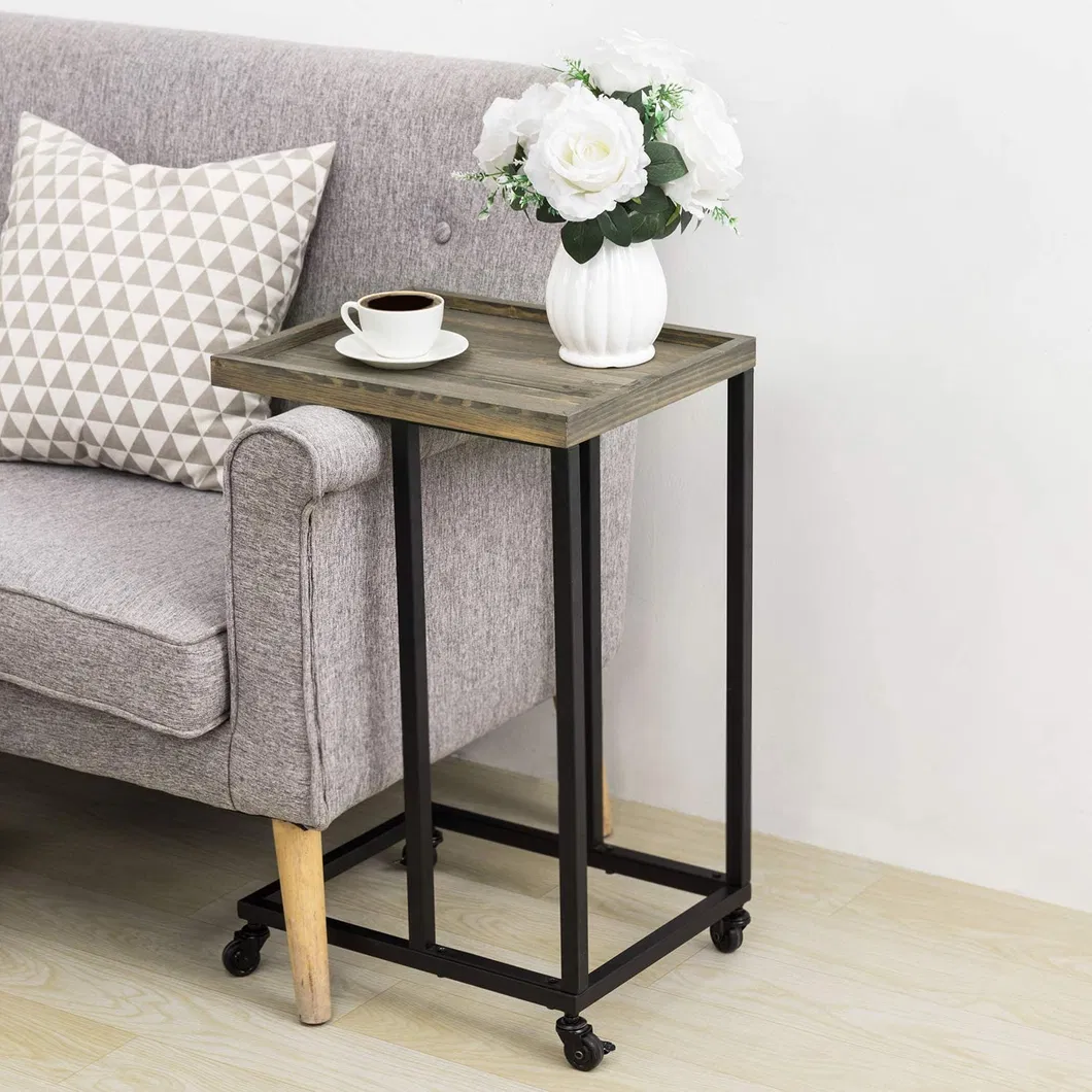 Modern Mobile Snack Nightstand L Sofa Table Frame