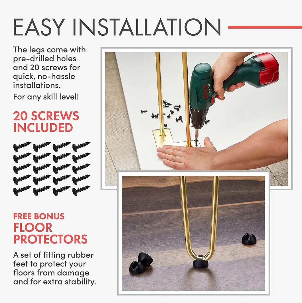 Luxury Coffee Metal Furniture Hairpin Rose Gold Table Legs