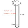 28 Inch Tall Height Adjustable Metal Table Legs