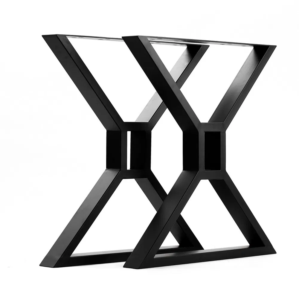 Industrial Style Metal Black X-Shape Furniture Dining Steel Table Base Legs