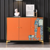 Italian Light Luxury Modern Orange Side Cabinet - Storage with Shelves for Living Room & Porch