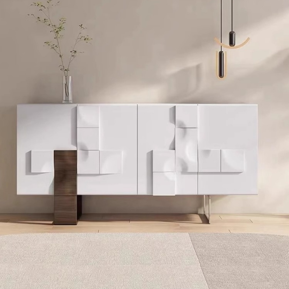 Modern Dining Room Side Cabinet with Powered Mixing Console - Wall Mountable for Home Bars & Restaurants