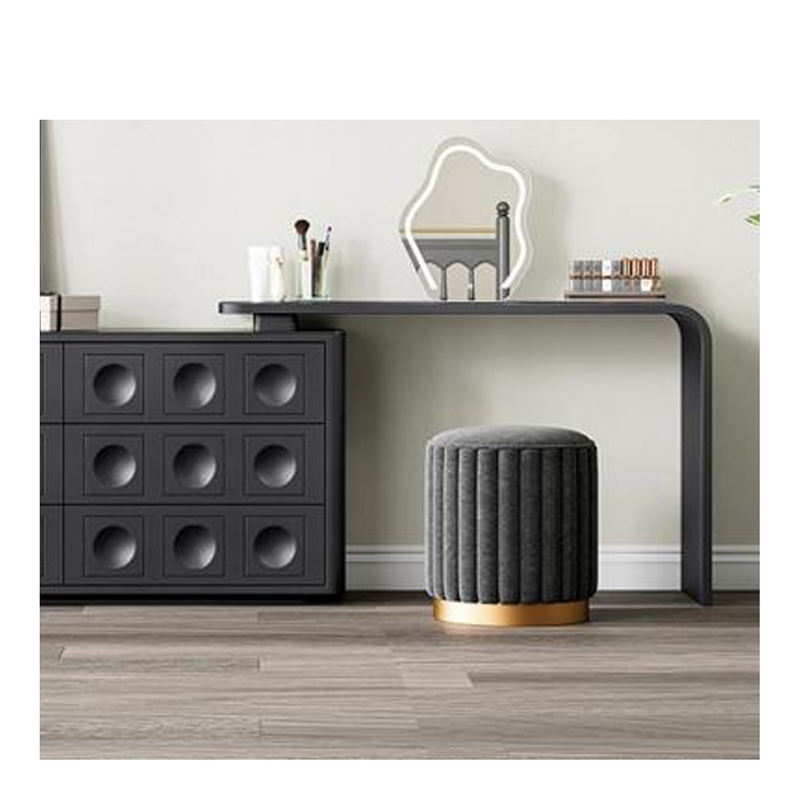 Modern Minimalist Combination Vanity - Extendable Baked-Enamel Top, 4-Drawer Storage Chest in Cream Aesthetic for Bedroom Makeup