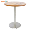 Europe Hot Selling Style Industrial Cafe Tables with Stainless Steel Base