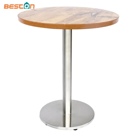 Europe Hot Selling Style Industrial Cafe Tables with Stainless Steel Base
