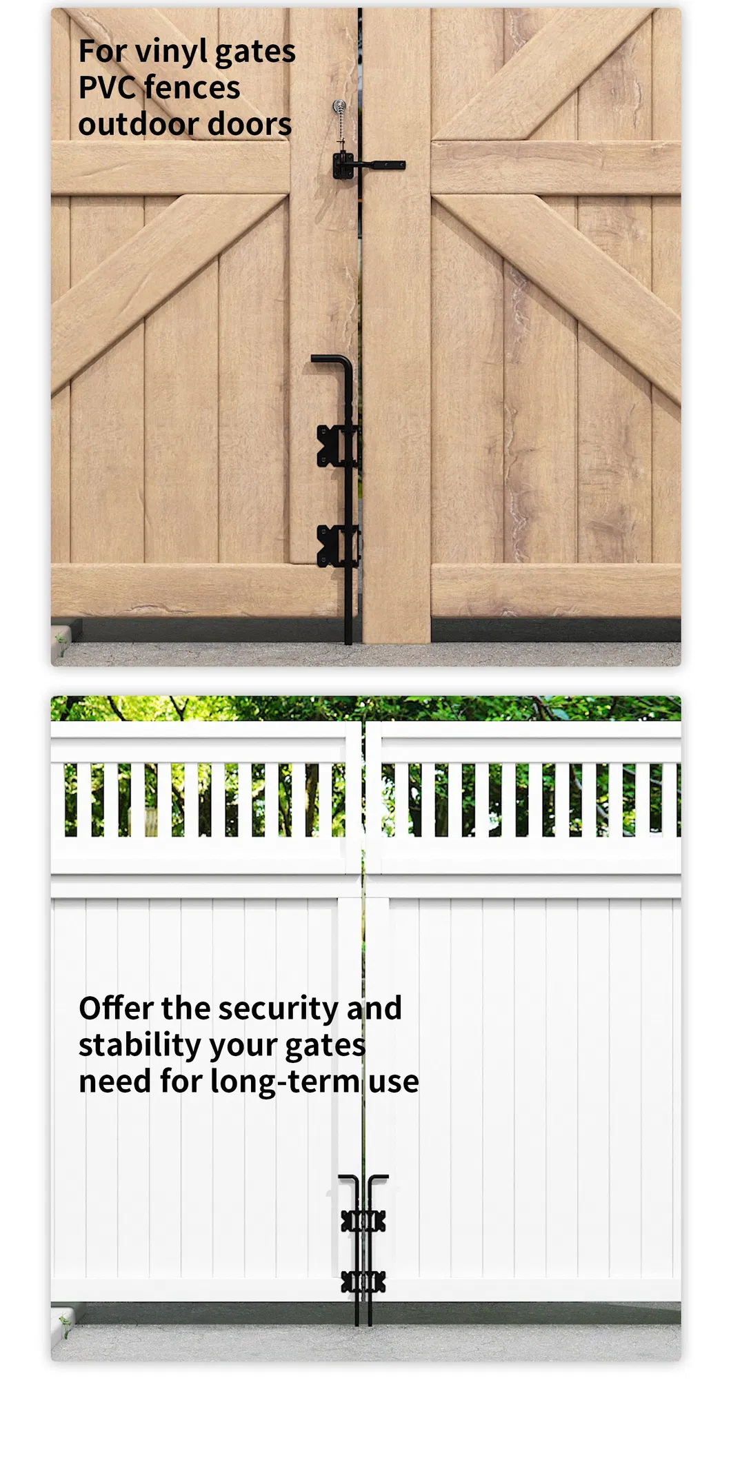 Stainless Steel Black Heavy-Duty Drop Rod for Garden Gate Fence Door Hardware