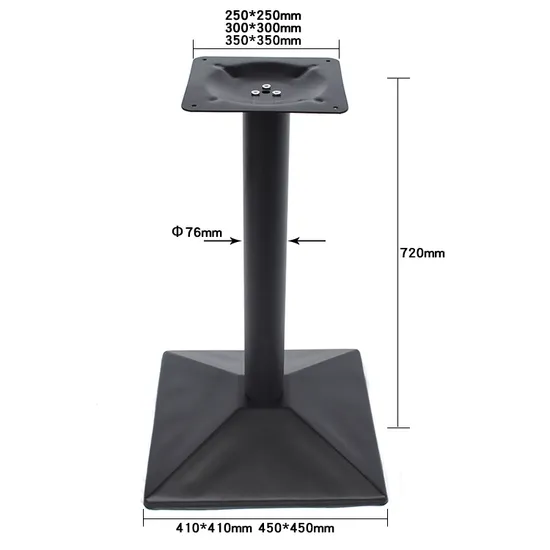 Durable Square Iron Restaurant Dining Table Powder Coat Coffee Table Legs