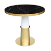 Modern Round Luxury Brushed Gold Stainless Steel Legs Dinner Table Set
