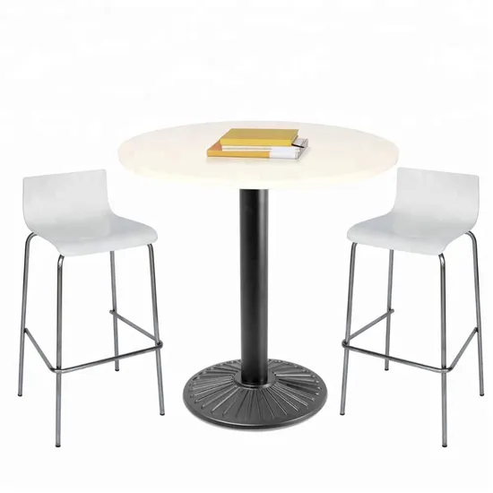 Black Color Powder Coated Cast Iron Restaurant Table with Large Flat Base