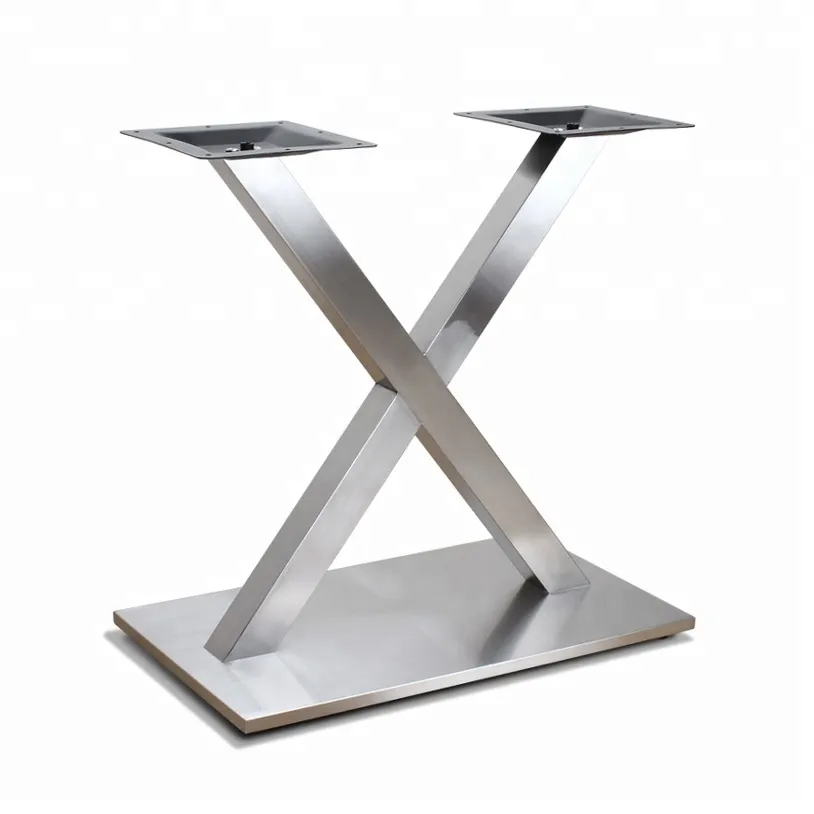 Concise X Shape Tube Rectangular Pedestal Metal Furniture Legs Table Base