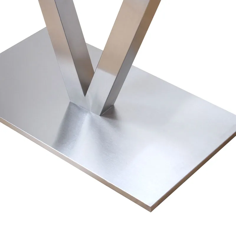 Four People Seating Long Dining Table Legs Stainless Steel Table Base