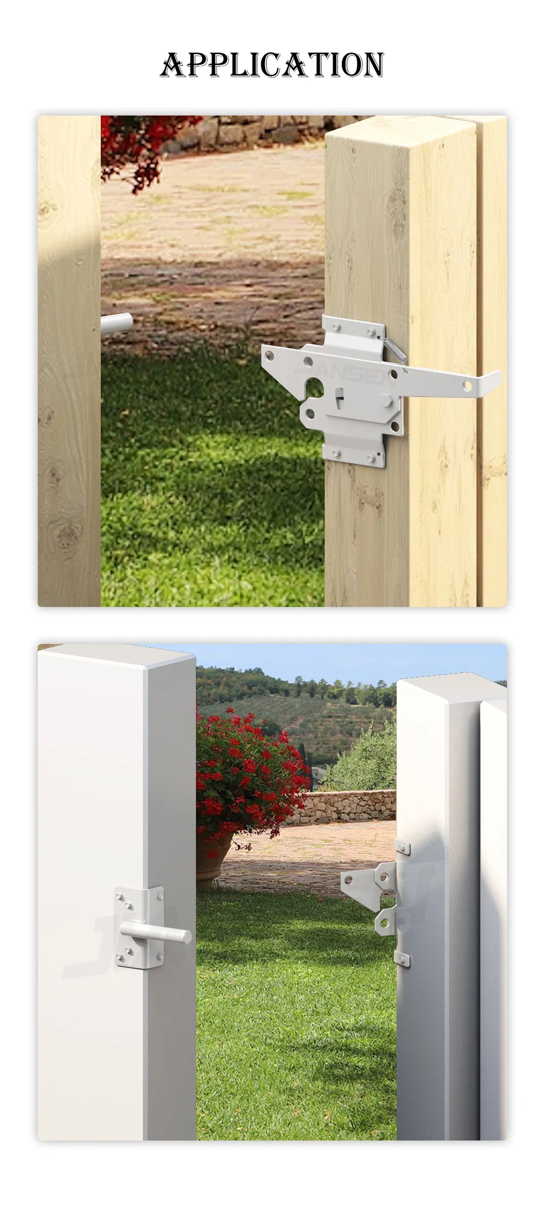 Heavy Duty Fence Self-Locking White Wood Fence Two Way Gate Latches