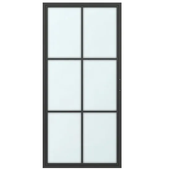 Loft Style Silent Sliding Steel Frame Black Glass Door Partition Doors