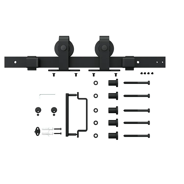 Home Use Modern French Style Black Metal Frame Sliding Glass Barn Door