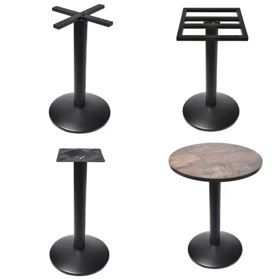 Low Price Iron Stamping Round Base Dining Table Coated Black for Restaurant