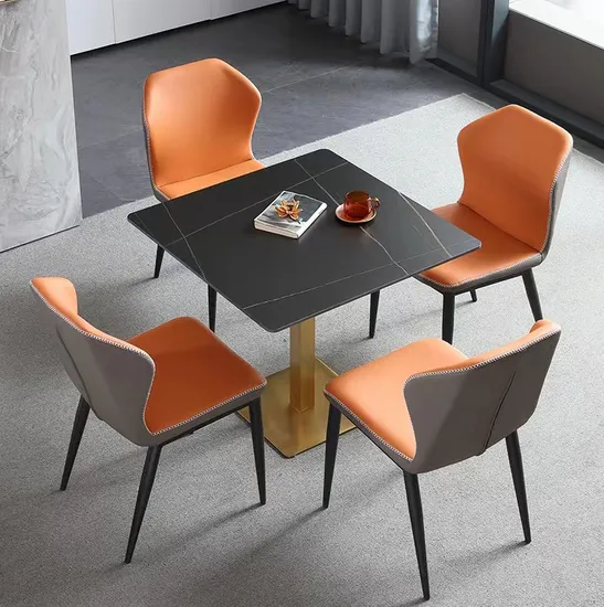 Modern Commercial Furniture Restaurant Table with Simple Black Square Table Base