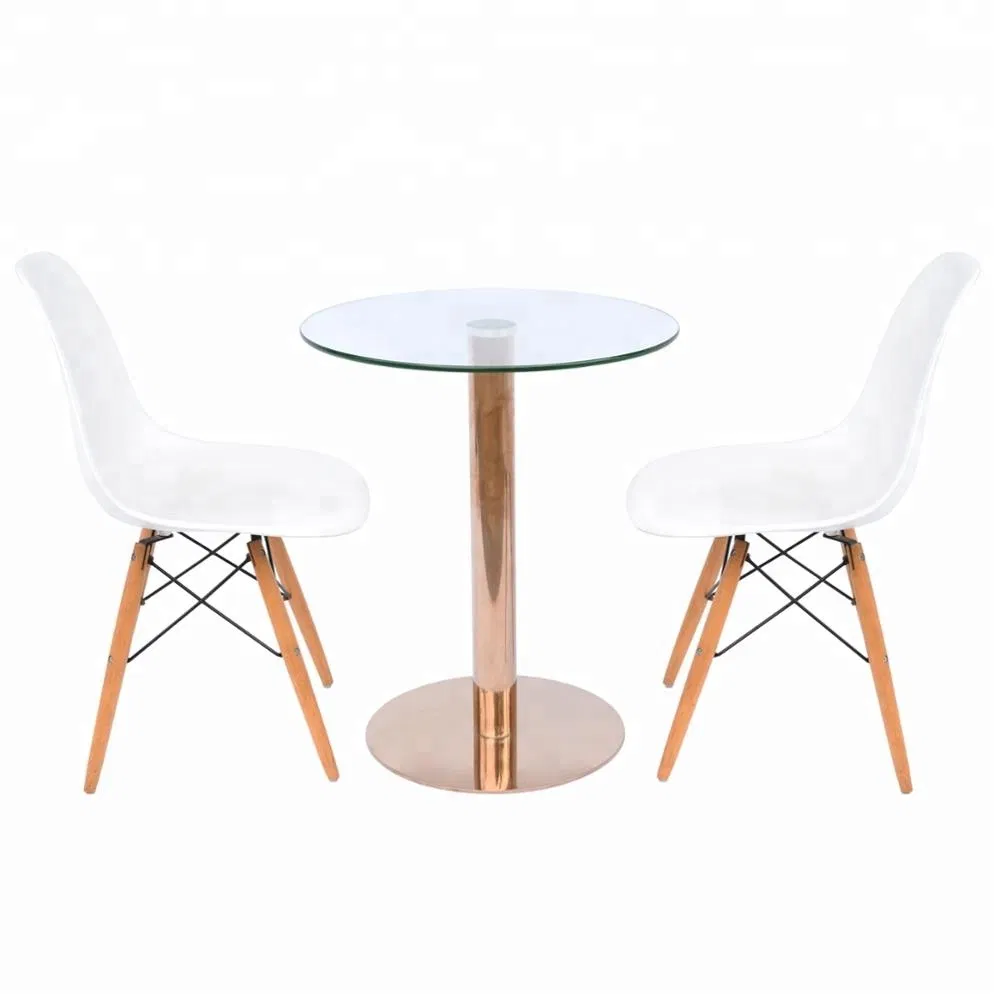 Stable Glastisch Edelstahl Round Glass Top Single Leg Dining Cafe Table Base