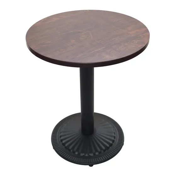 Black Round Shape Iron Metal Table Base with Leveling Legs for Cafe