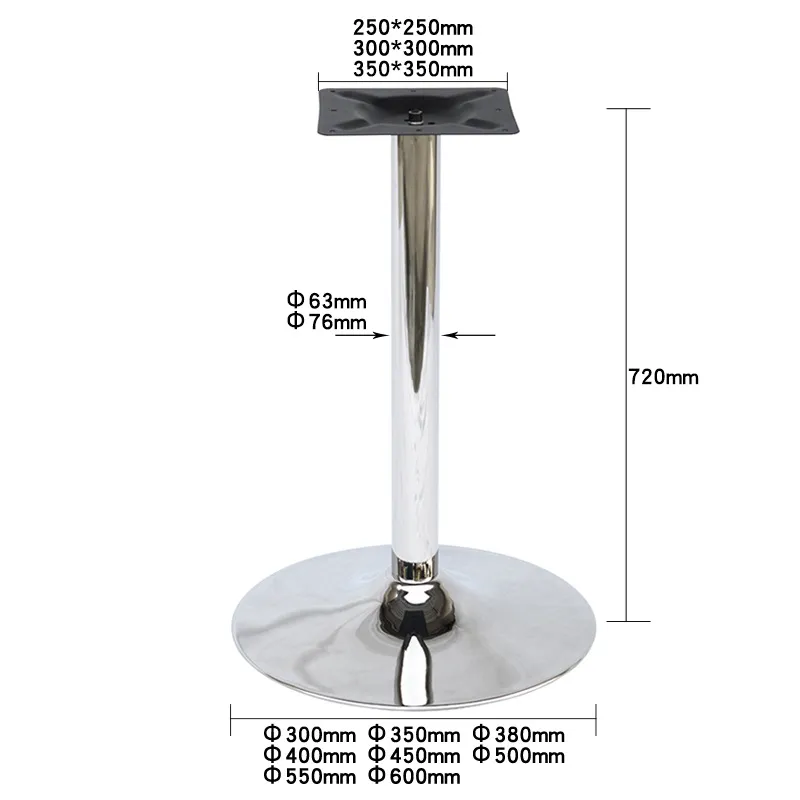 Polished Stainless Steel Table Legs 304# Grade Ss Dining Table Base