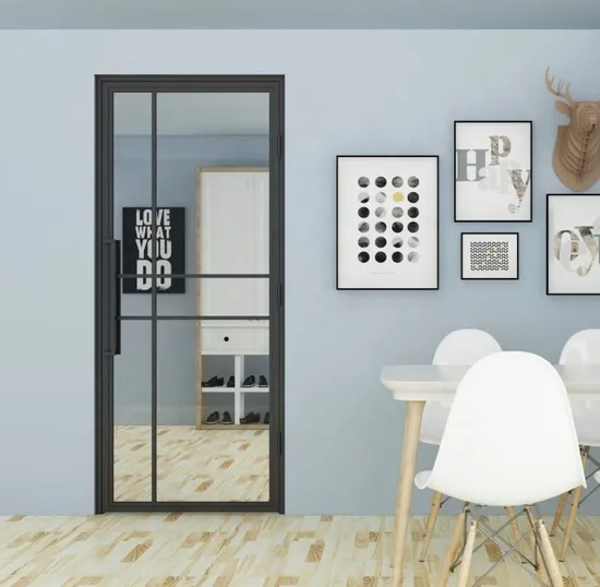 New Design Swing Glass Door with Steel Frame and Hinges
