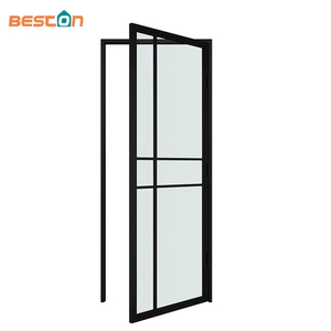 New Design Swing Glass Door with Steel Frame and Hinges