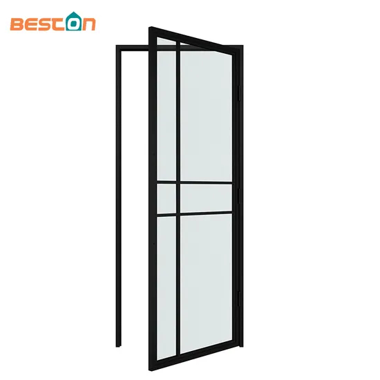 New Design Swing Glass Door with Steel Frame and Hinges