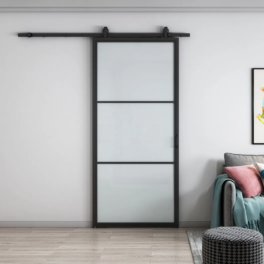 French Door Sliding Double Glass Barn Door Frame