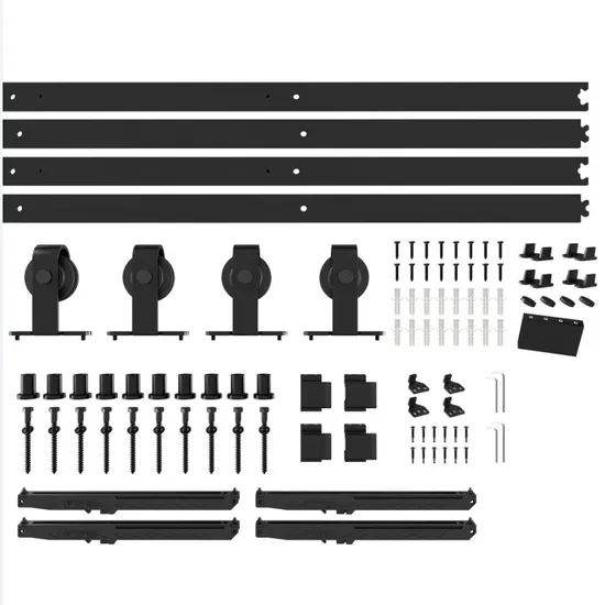 Double Glass Barn Door with 12FT Top Mounted Hardware Kit Soft Close